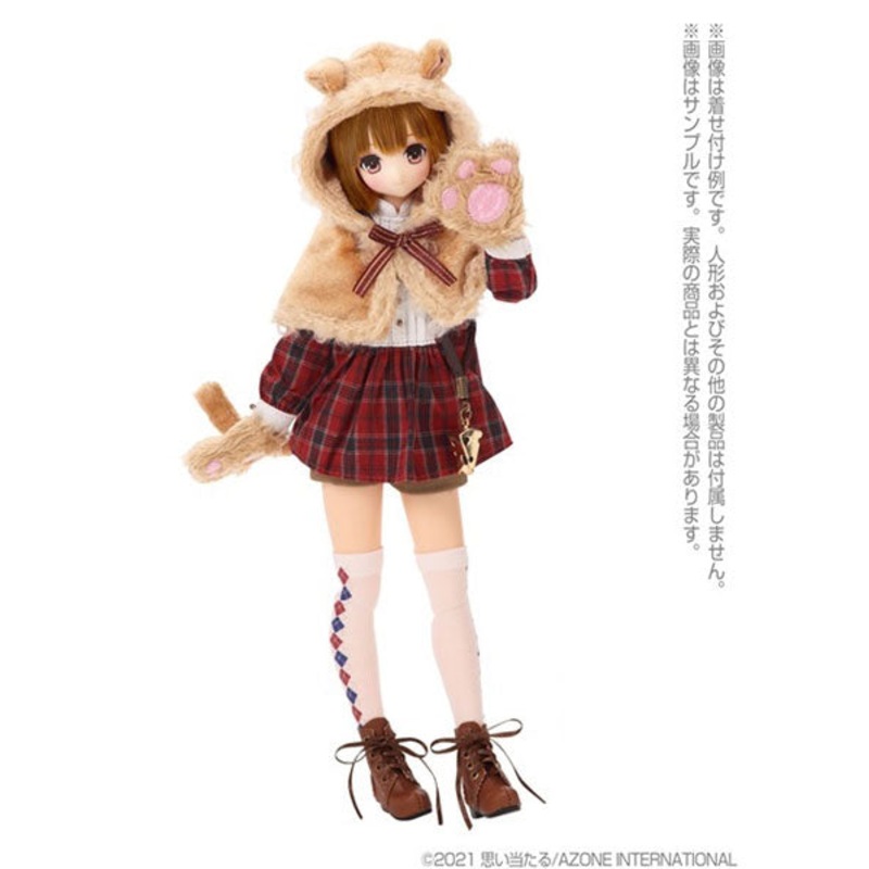 1/6 Pure Neemo Wear Komorebimori’s Clothing Shop PNXS “Nezumi-san no Odekake Cape” Set Beige x Bordeaux (DOLL ACCESSORY)