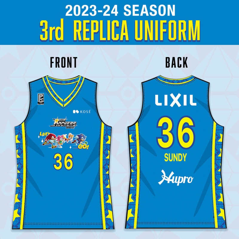SUNROCKERS SHIBUYA UNIFORM 2023-24 3RD JERSEY REPLICA – SONIC EDITION