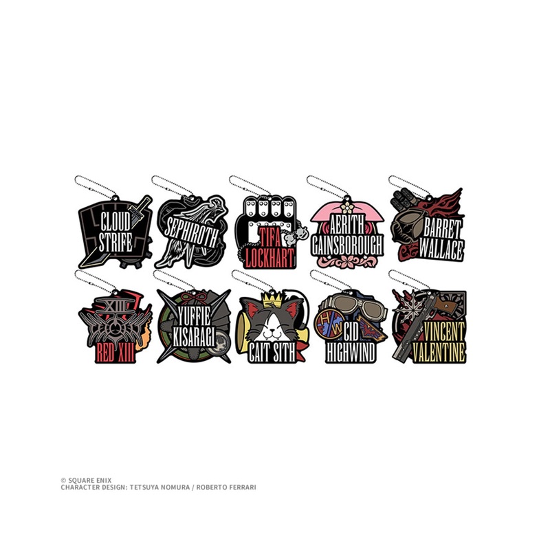 FINAL FANTASY VII REBIRTH COMMEMORATIVE KUJI – F PRIZE SET OF 10 RUBBER KEYCHAIN