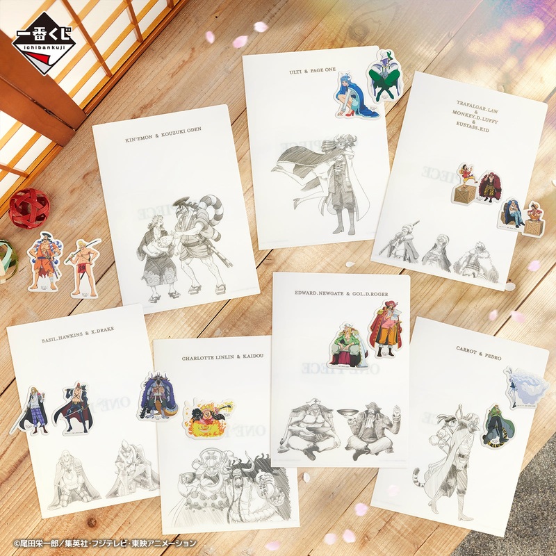 ONE PIECE FIGURE ICHIBAN KUJI NEW DAWN – H PRIZE – CLEAR FILE & STICKER – SET 13 PCS