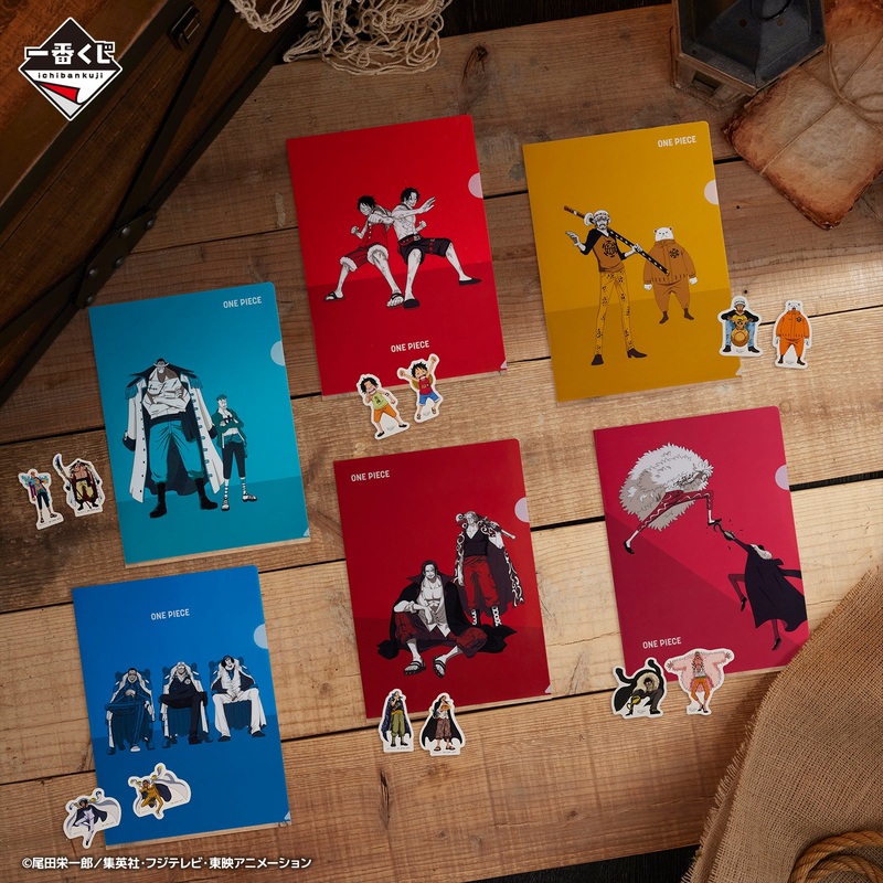 ONE PIECE ICHIBAN KUJI Whitebeard Pirates – Father and Sons – I PRIZE – Clear file and sticker set FULL SET 12 Pcs