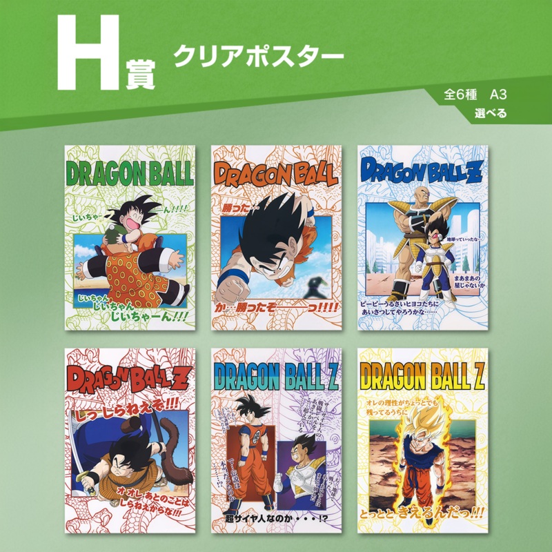 ICHIBAN KUJI DRAGON BALL – DRAGON HISTORY – H PRIZE – Clear Poster Complete Set 6 Types