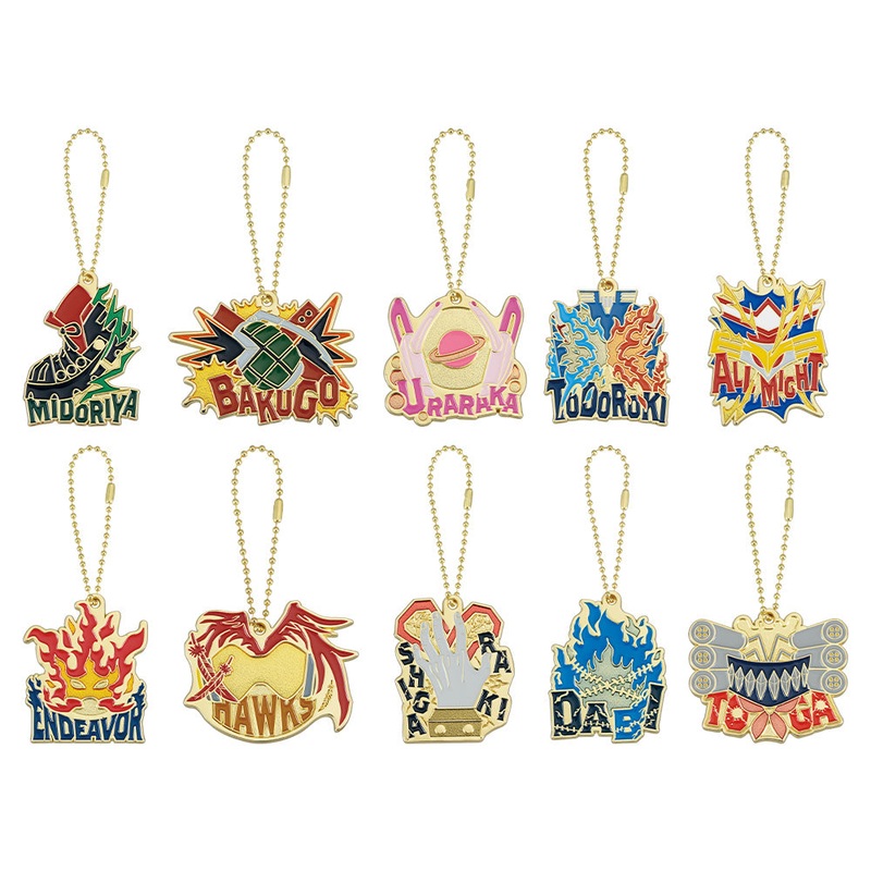 ICHIBAN KUJI MY HERO ACADEMIA – CONTINUOUS STAR – G PRIZE – Metal Charm Key Ring Complete Set 10 Types