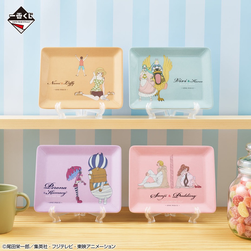 ICHIBAN KUJI ONE PIECE – MEMORY OF HEROINES – F PRIZE – MELAMINE PLATE Complete Set 4 Types