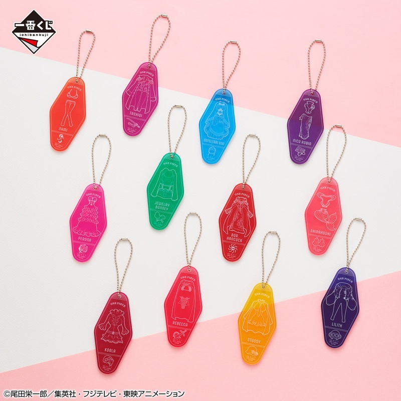 ICHIBAN KUJI ONE PIECE – MEMORY OF HEROINES – I PRIZE – MOTEL KEYCHAIN Complete Set 12 Types