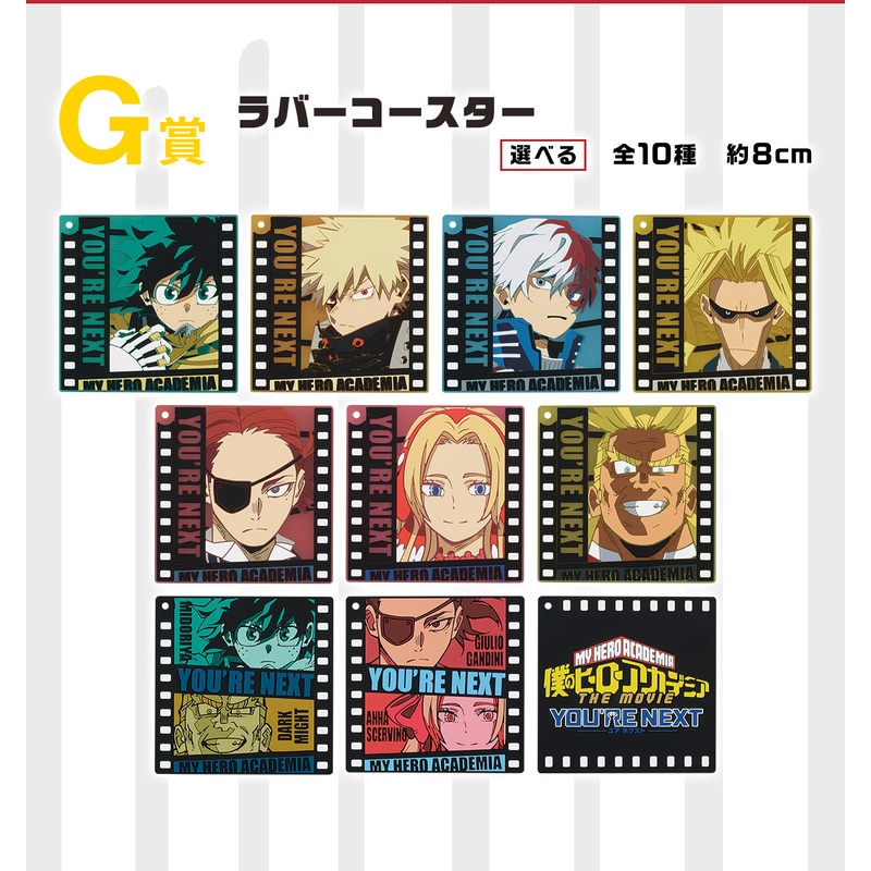 ICHIBAN KUJI MY HERO ACADEMIA – YOU’RE NEXT – G PRIZE – RUBBER COASTER Complete Set 10 Types