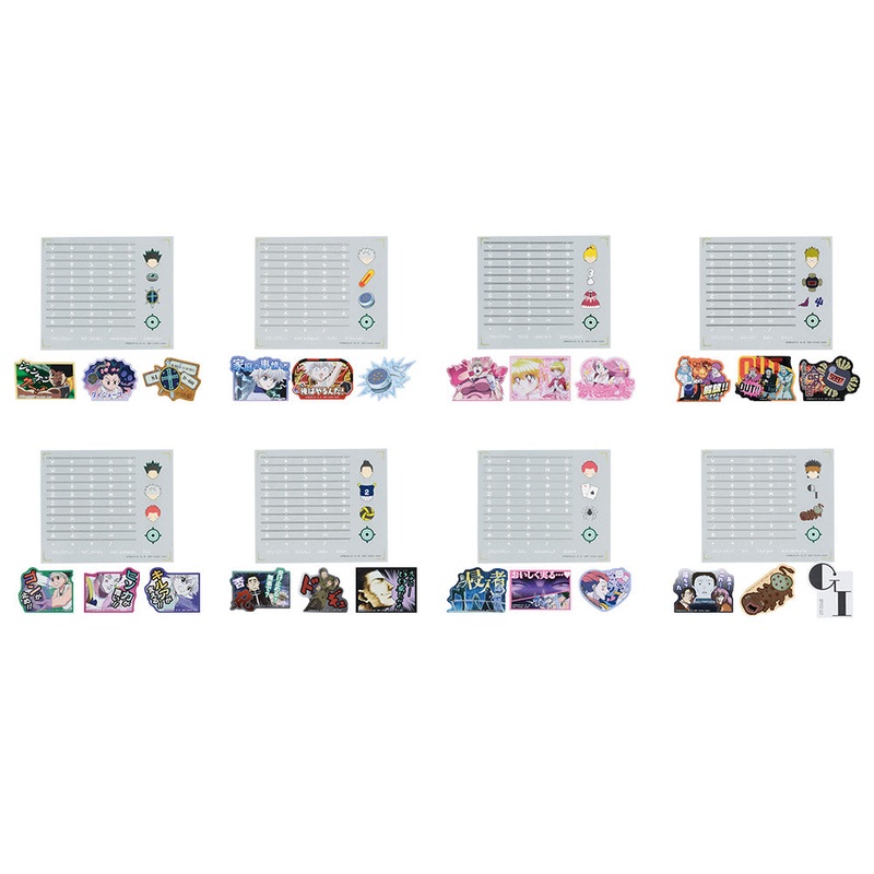 ICHIBAN KUJI HUNTER X HUNTER – GREED ISLAND – K PRIZE – CLEAR STICKER & FLAKE STICKER Complete Set 8 Types