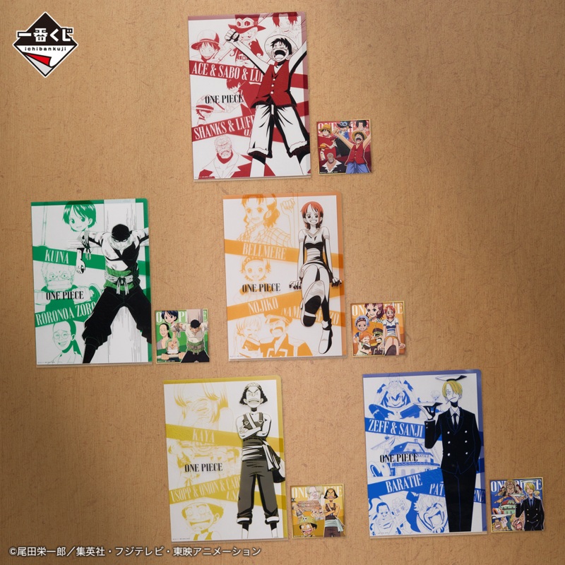 ICHIBAN KUJI ONE PIECE ROAD TO DAWN – THE PATH TO ADVENTURE – H PRIZE – CLEAR FILE & STICKER Complete Set 10 Types