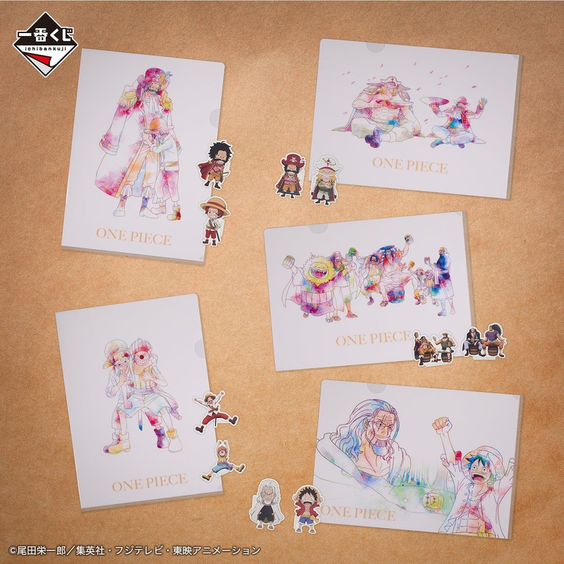 ICHIBAN KUJI ONE PIECE ROGER PIRATES LEGENDARY PIRATES – I PRIZE CLEAR FILE AND STICKER SET COMPLETE SET OF 11 TYPES