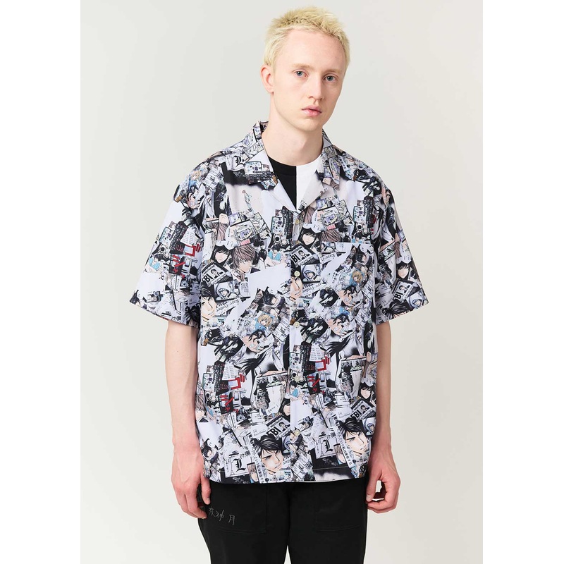 Death Note Graniph – Memory Pattern Big silhouette open collar shirt